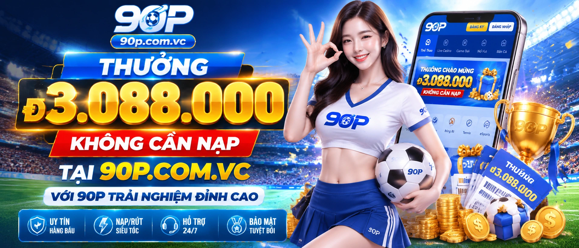 90P casino trực tuyến với sảnh game và giao diện giải trí