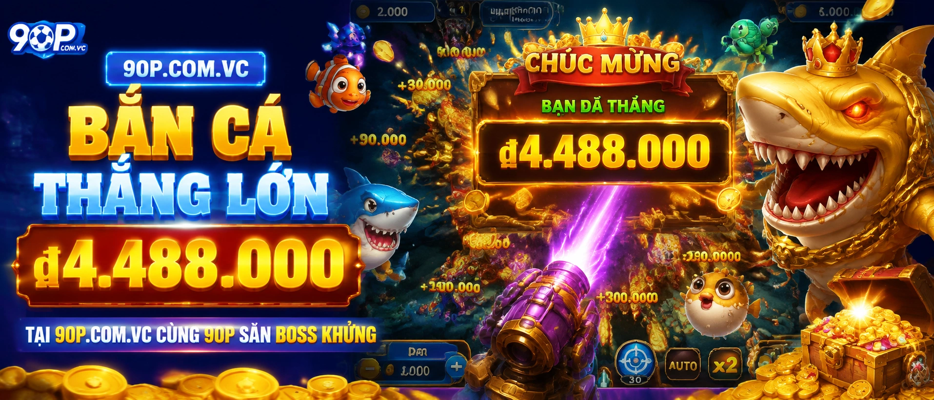 Bắn Cá đại dương với giao diện game nhiều bàn và hiệu ứng biển