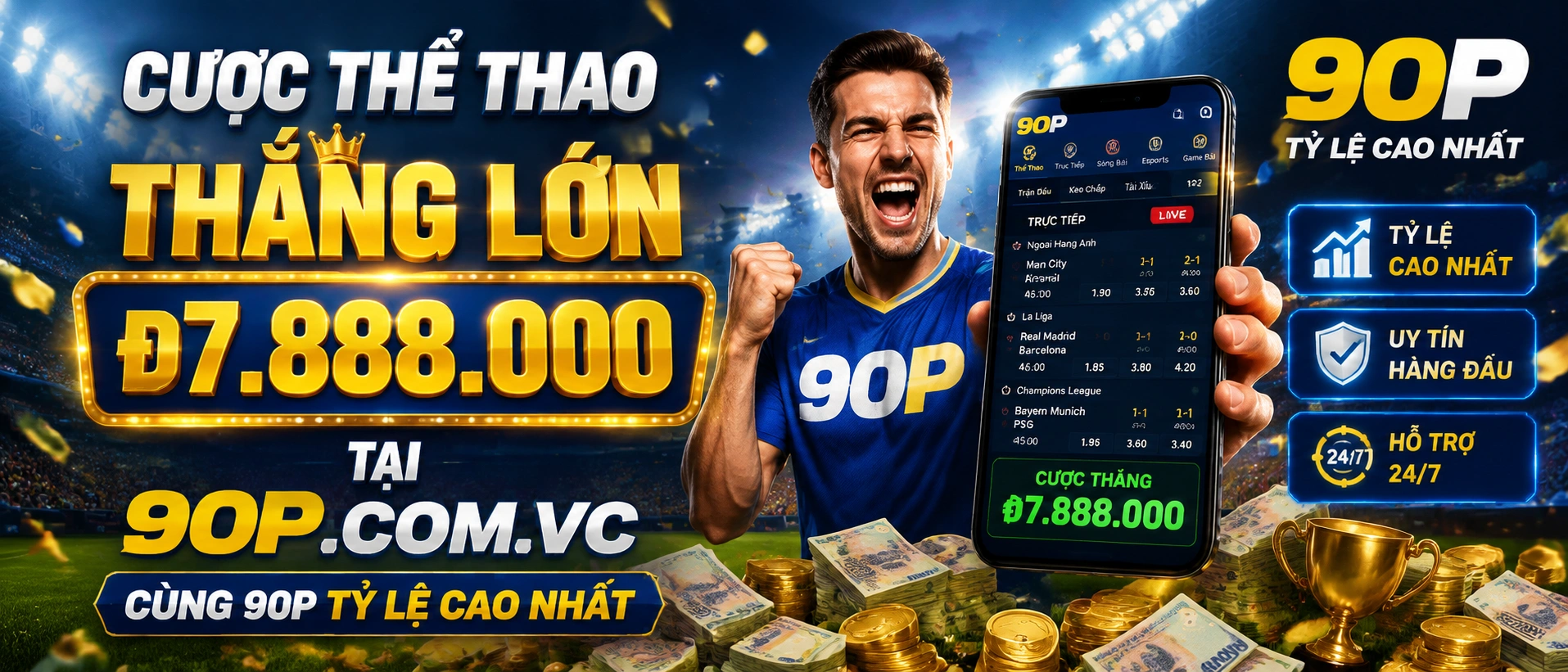 Không gian Thể Thao 90P với giao diện hiện đại