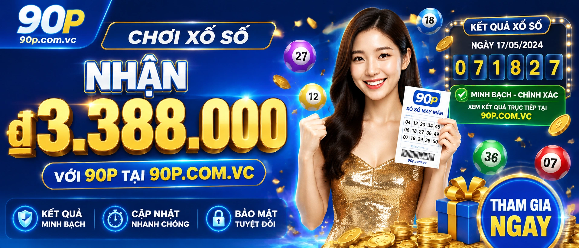 Giao diện tra cứu xổ số và kết quả hôm nay trên 90P